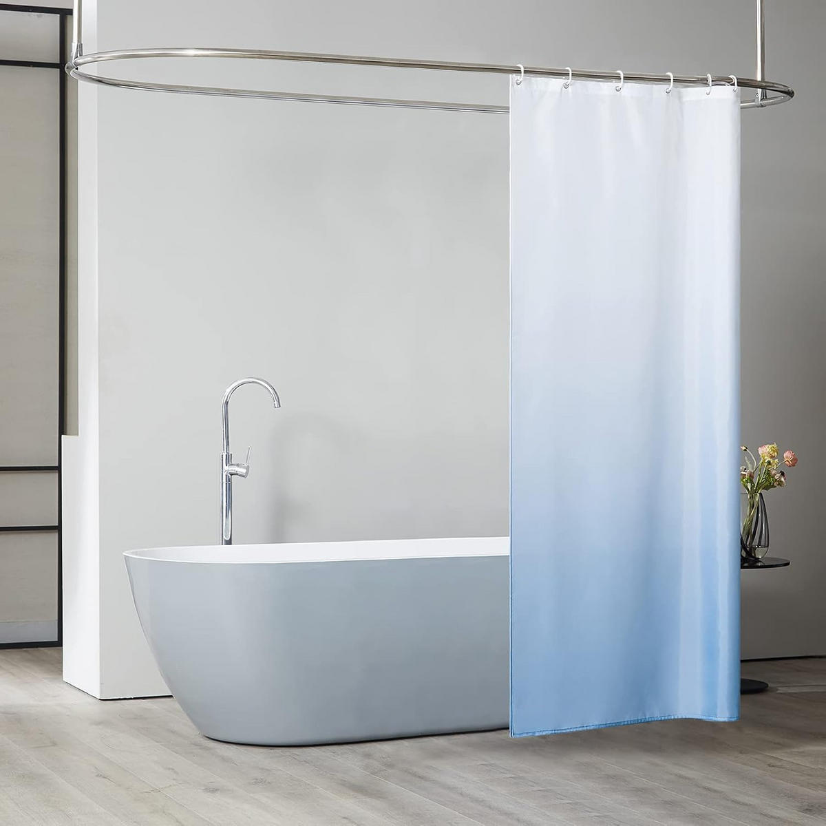 DUSCHVORHANG Hellblau 90 x 180 cm schimmelresistent maschinenwaschbar klein Stoff - Multicolor, Textil (90/180cm) - MCBOSON