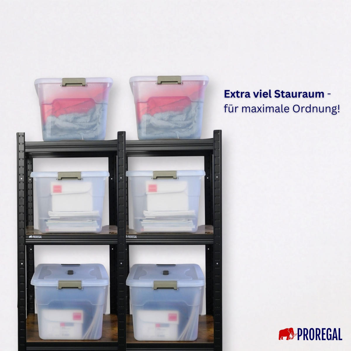 AUFBEWAHRUNGSBOX mit Deckel 30L im 6er Set Klein transparent stapelbar - Transparent, Kunststoff (46/26/33cm) - PROREGAL