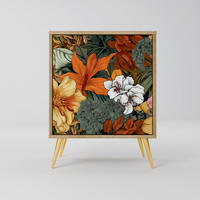 SIDEBOARD RADIANT FLORA, Eichefarben, 57,5x42x75,5 cm, Goldfarbene Metallfüße - Eichefarben/Goldfarben, Holzwerkstoff/Metall (57.5/75.5/42cm) - SpaceRebels