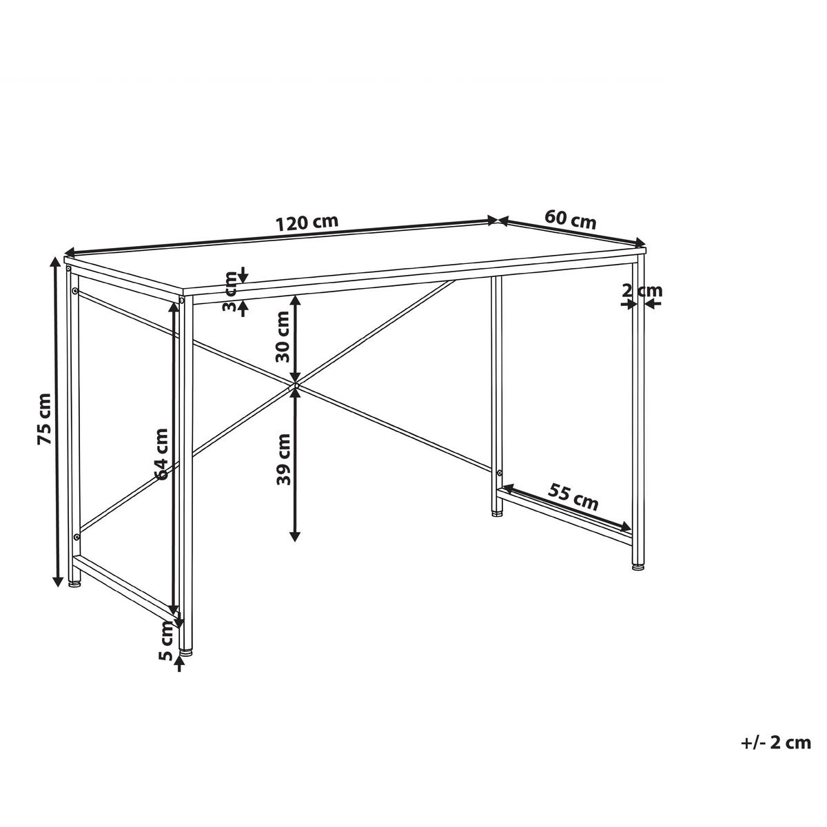 PSACÍ STŮL Světle hnědý/Bílý 120/60 cm Andaste - světle hnědá, kov (60/120/75cm) - Beliani