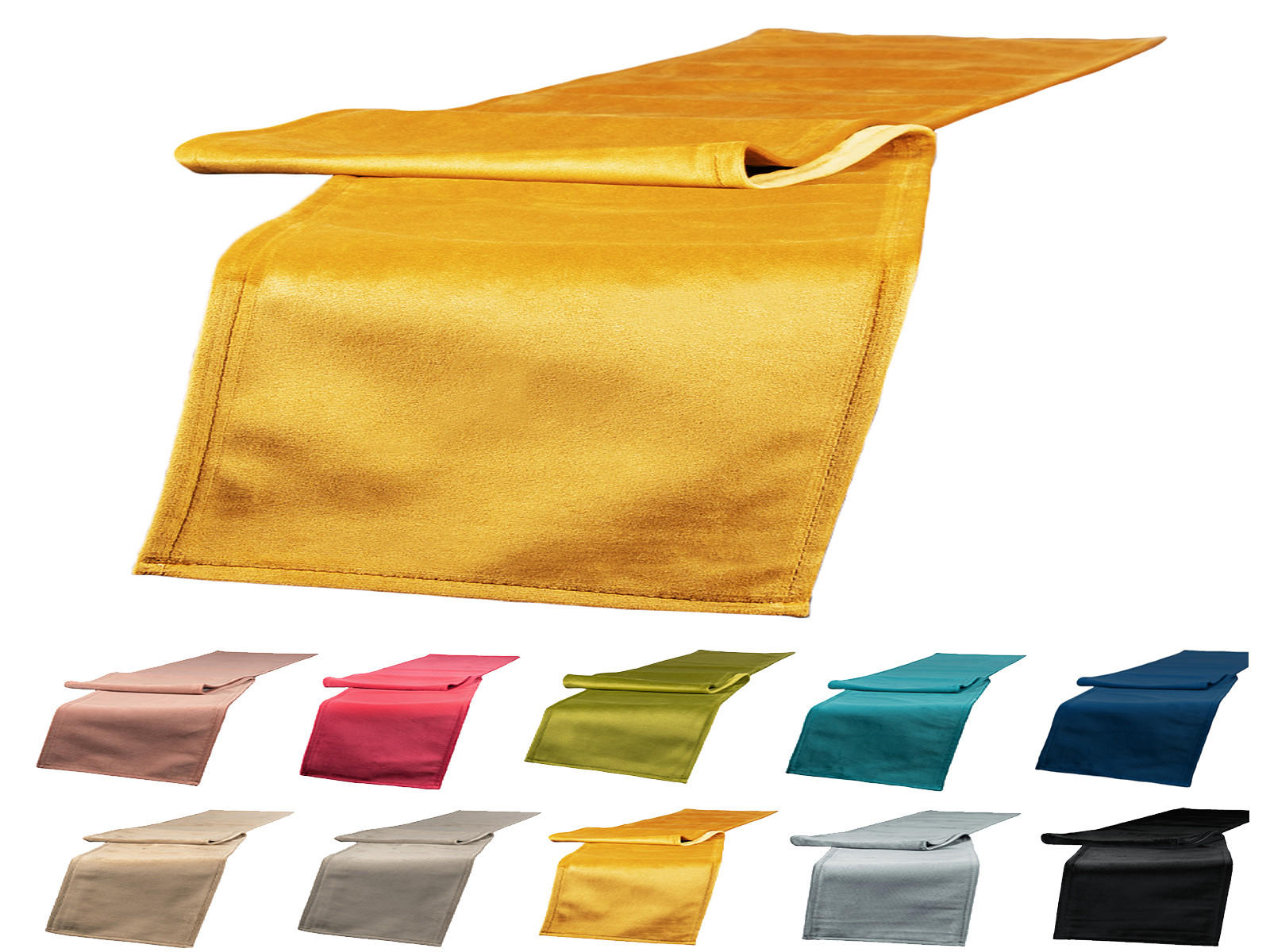 TISCHLÄUFER Samt&Sonders curry-senf 140/40 cm - Currygelb, Textil (40/140cm) - beties Heimtextil