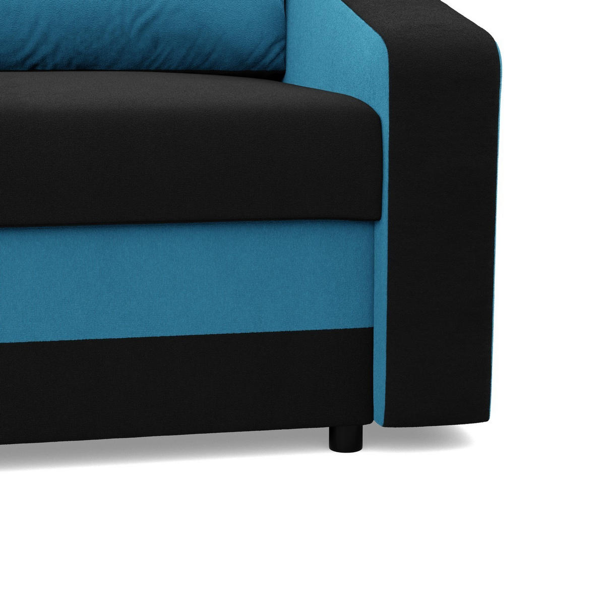 SOFA 3-SITZER MIT SCHLAFFUNKTION ORION, Schwarz + Blau - Blau/Schwarz, Textil (220/85/92cm)