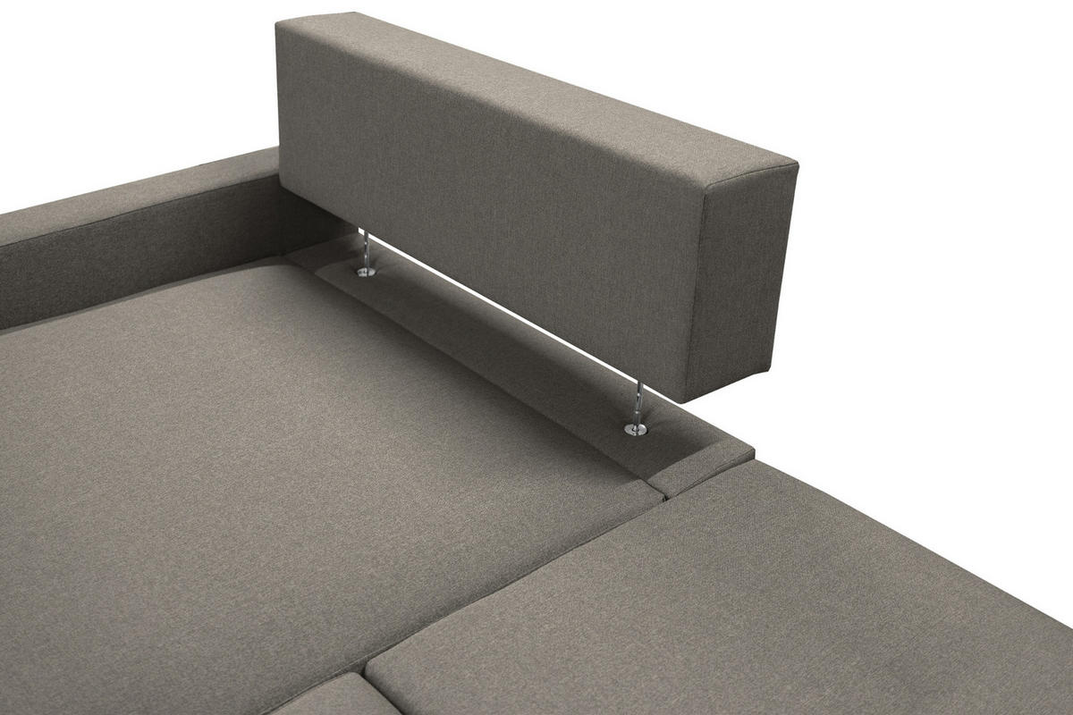 ECKSOFA Mit Schlaffunktion Und Bettzeugablage LUBEKA Stoff Faro Dunkelgrau Links - Dunkelgrau, Holz (140/147cm) - Kaiser Möbel