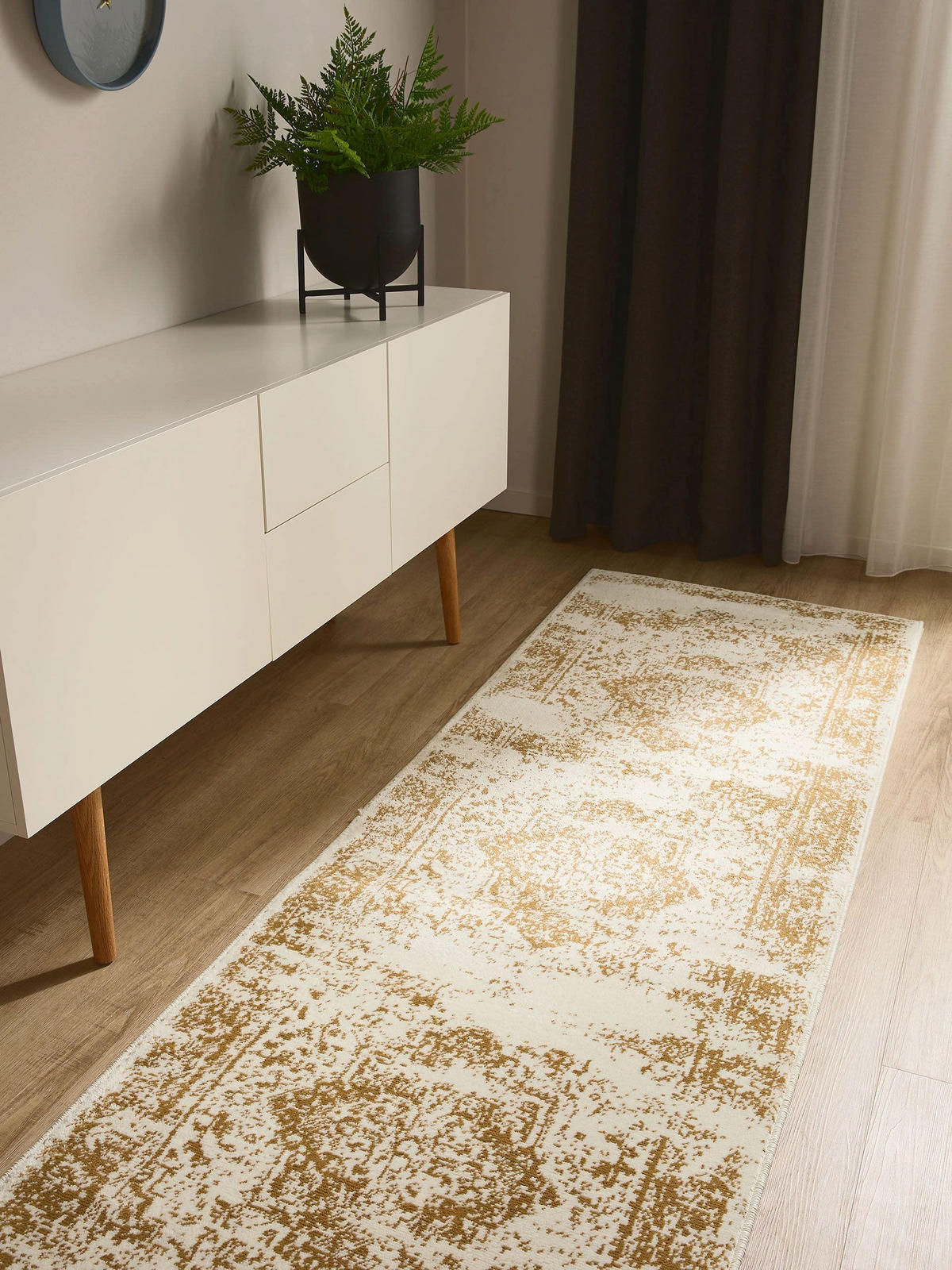 VINTAGE-LÄUFER Suki 80/240 cm - Gelb/Creme, Kunststoff (80/240cm) - benuta