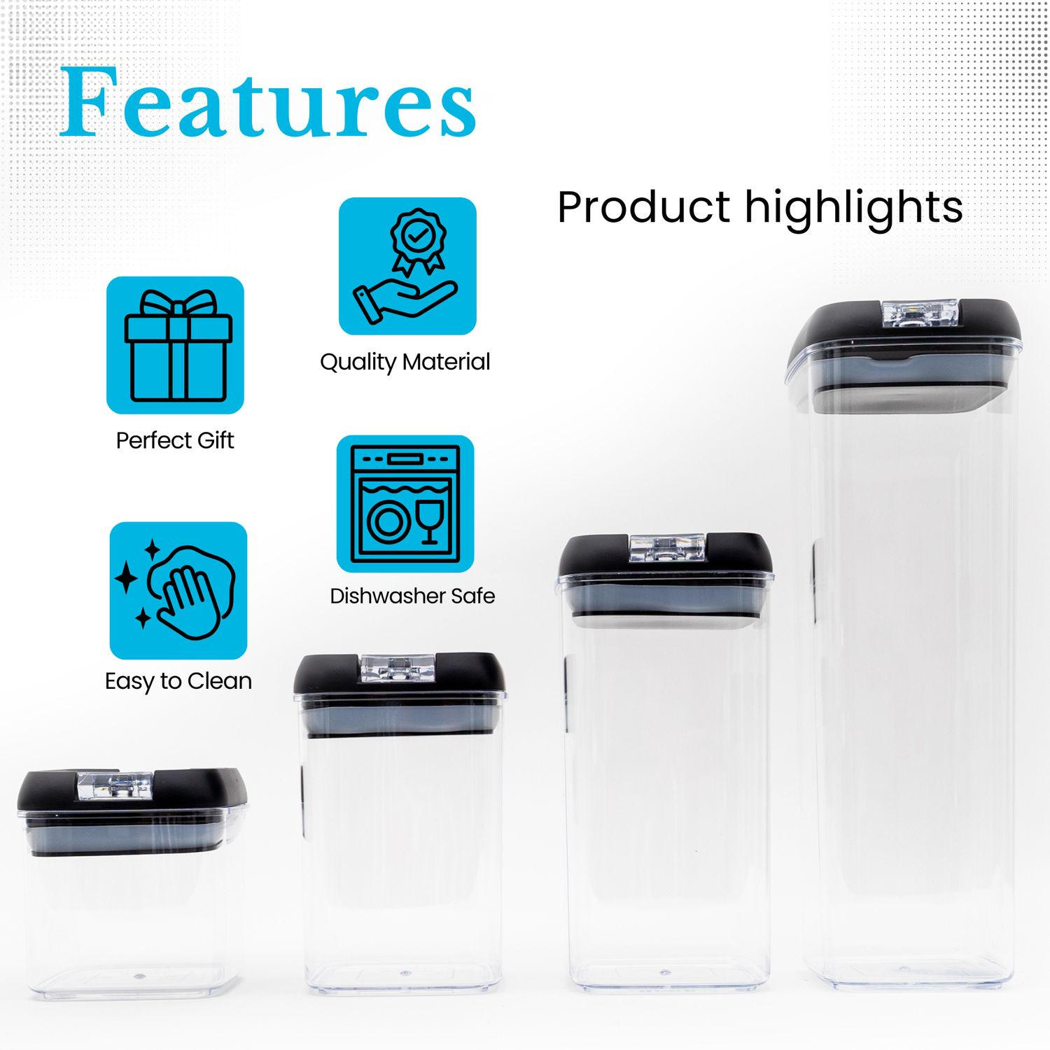 VORRATSDOSEN Set Aufbewahrungsboxen (7-tlg.) - Schwarz, Kunststoff - Intirilife