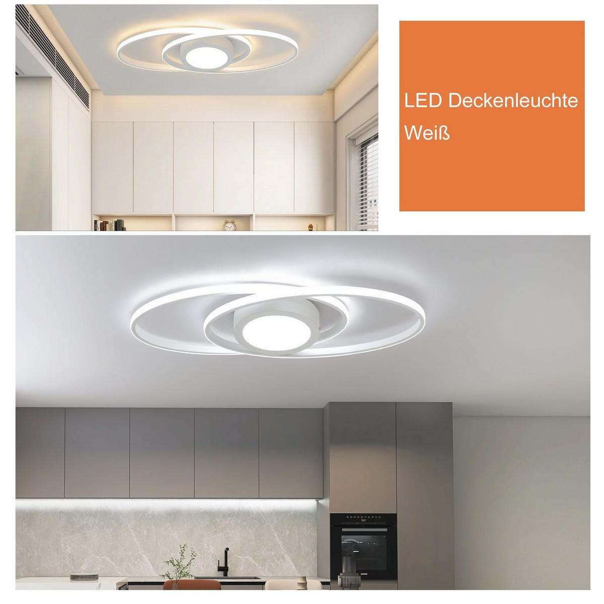 LED-DECKENLEUCHTE Einäugig 57/23/4 cm - Weiß, Metall (57/23/4cm) - Nettlife
