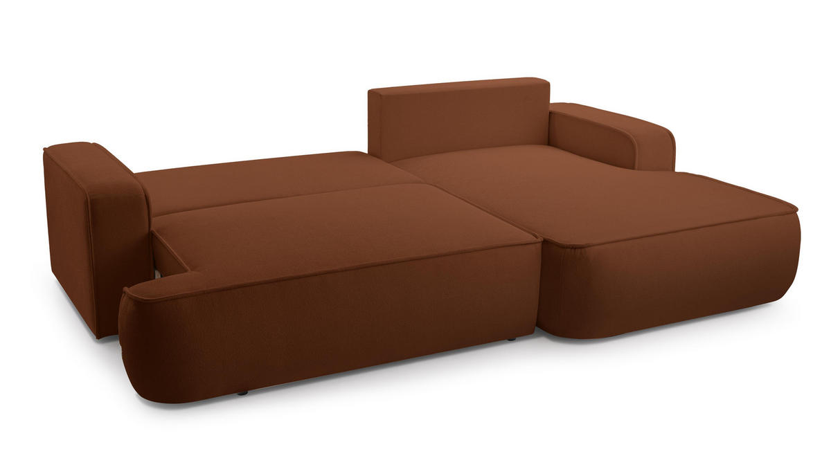 ECKSOFA L Form Ablia Ziegelrot 267/168/87 cm mit Schlaffunktion R - Dunkelorange/Schwarz, Kunststoff/Textil (267/168cm) - AX Living