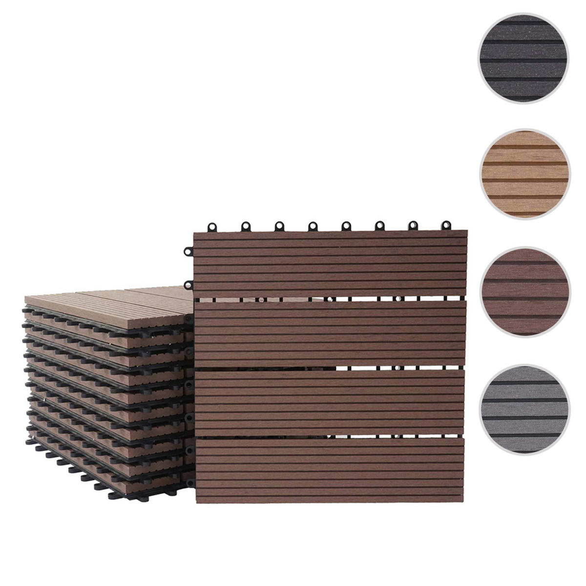WPC BODENFLIESE 11x 30x30cm Premium Coffee linear - Braun, Kunststoff (30/30/2cm) - BERLINLODGE