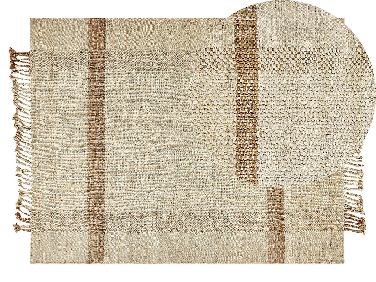 TEPPICH geflochten Yelmez 200/140 cm - Beige, Naturmaterialen (140/200cm) - Beliani