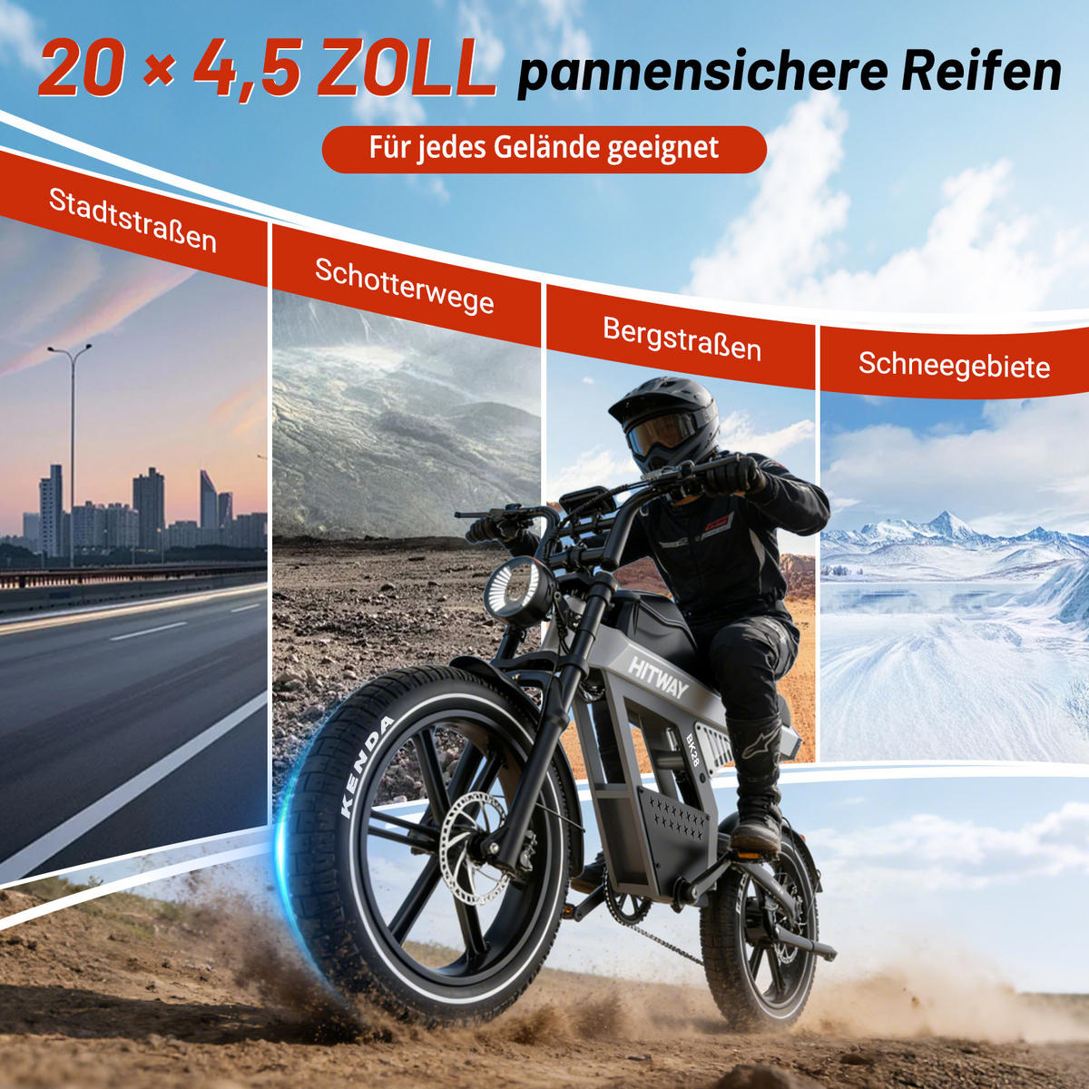 E-BIKE BK28 48V 25Ah Akku ,hydraulische Scheibenbremsen ,App und NFC 5-Gang-Verstellung - Grau, Metall (86cm) - HITWAY