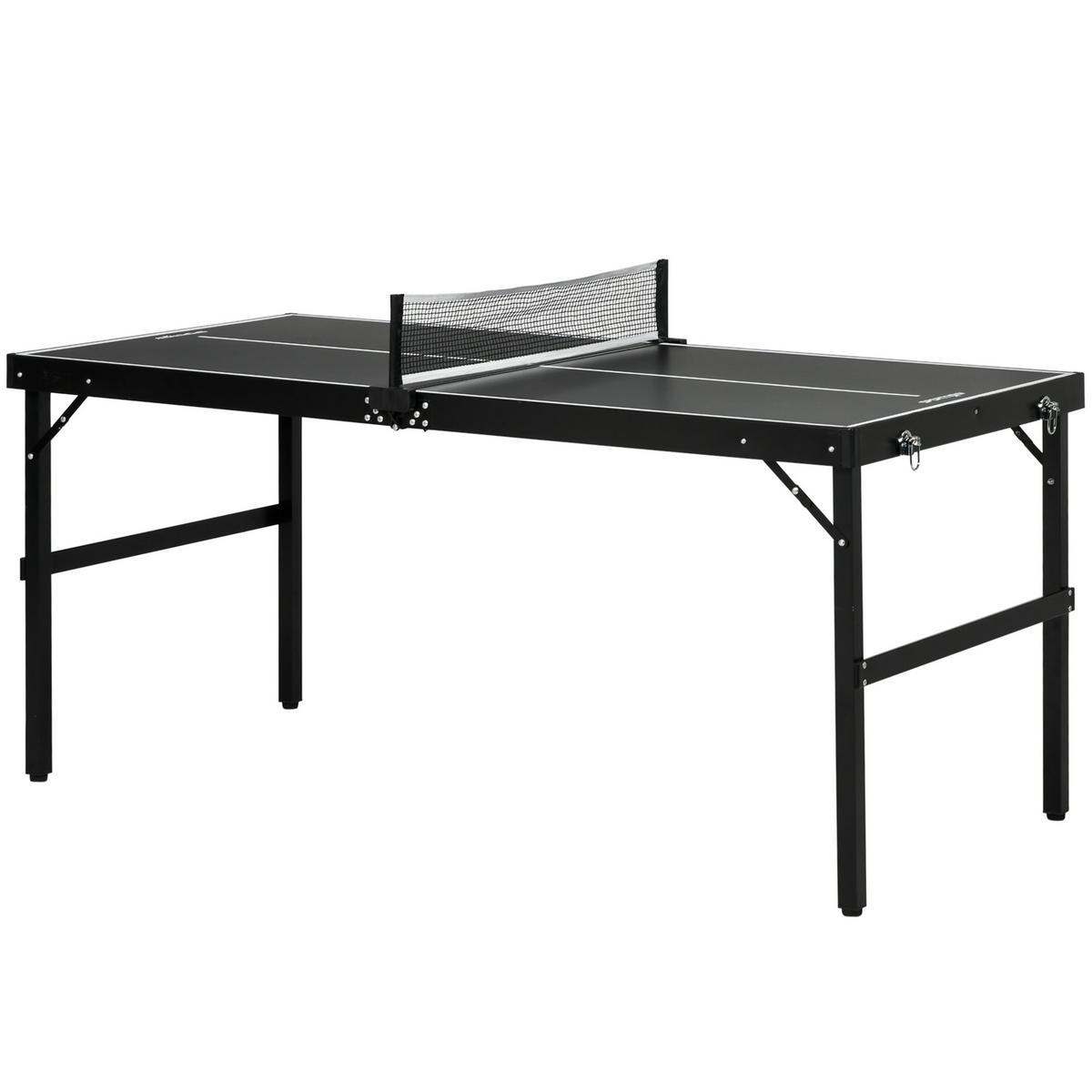 MINI-TISCHTENNISPLATTE DE-18974 klappbar, kompakt Schwarz - Schwarz, Metall (76/152cm) - ComfortXL