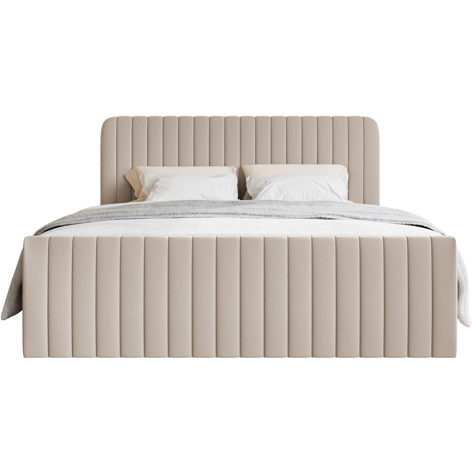 BOXBETT Saliano mit Topper und Chenille-Bezug Beige, 160x200 cm - Beige, Kunststoff/Textil (160/200cm) - Selsey