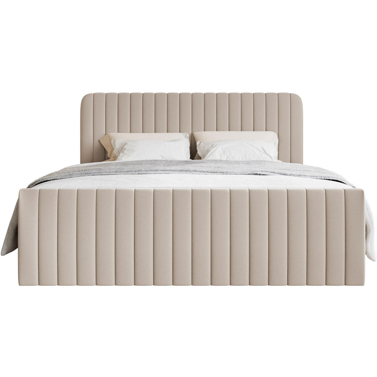 BOXBETT Saliano mit Topper und Chenille-Bezug Beige, 180x200 cm - Beige, Kunststoff/Textil (180/200cm) - Selsey
