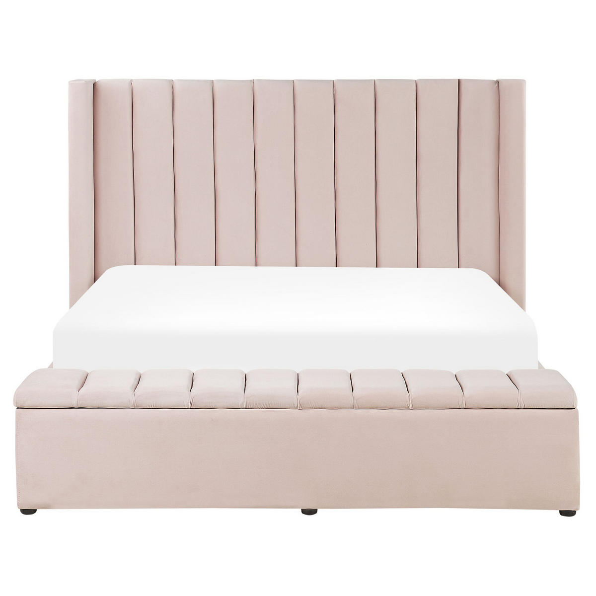 POLSTERBETT 160/200cm Pastellrosa Noyers - Pink, Textil (160/200cm) - Beliani