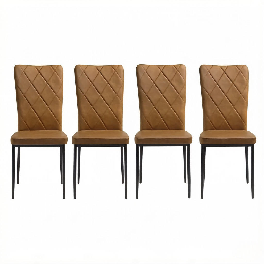 STUHL-SET DE-36120 4 Stück mit Kunstlederbezug Braun - Braun, Metall (42.5/94.5/40cm) - ComfortXL