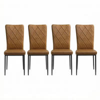 STUHL-SET DE-36120 4 Stück mit Kunstlederbezug Braun - Braun, Metall (42.5/94.5/40cm) - ComfortXL