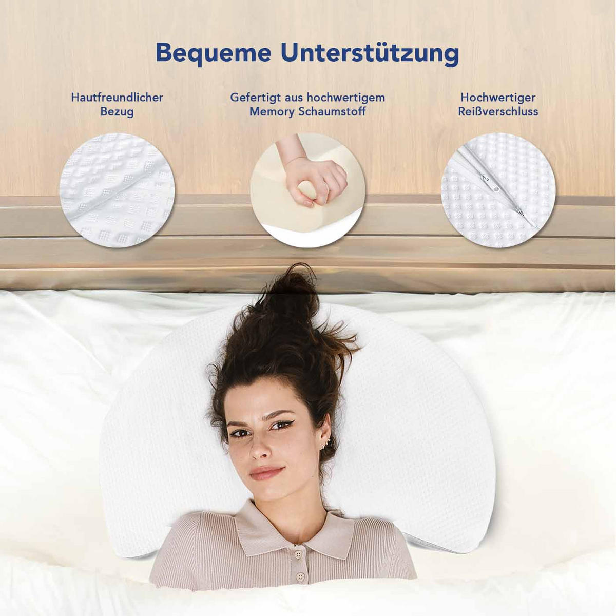 KISSEN Mondform - Weiß, Textil (62/31cm) - KomfortKissen