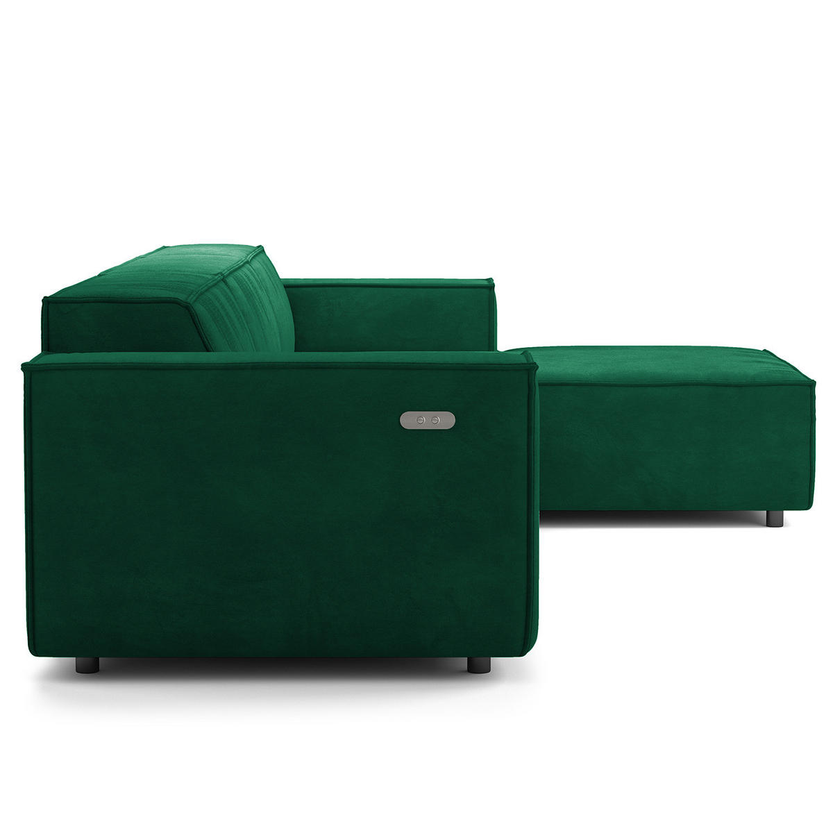 ECKSOFA mit Longchair - Dunkelgrün/Schwarz, Kunststoff/Textil (294/177cm) - home24