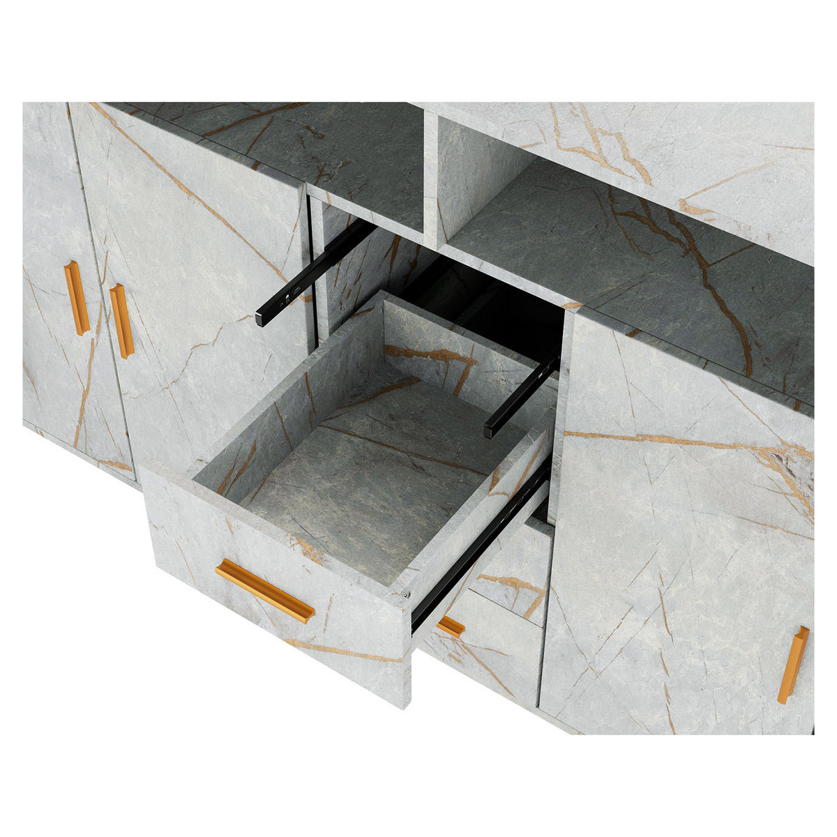 SIDEBOARD in 160/81/40cm - Grau, Holzwerkstoff/Metall (160/81/40cm) - HOMAVO
