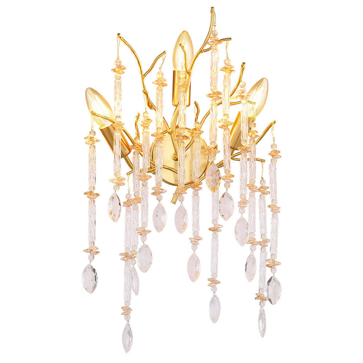 WANDLEUCHTE Metall, Glas, Gold, E14 - Goldfarben, Glas (35/50/11cm) - Globo Lighting