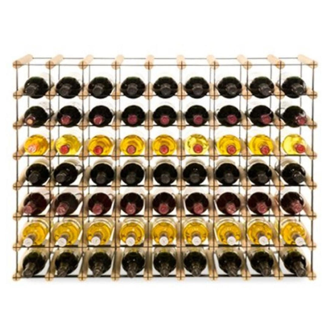 WEINREGAL Vinotega Mod Metal 72,5x92,5x24,5 cm 9x7 Flaschen Massives Kiefernholz Natur - Naturfarben, Holz (92.5/72.5/24.5cm) - PROREGAL