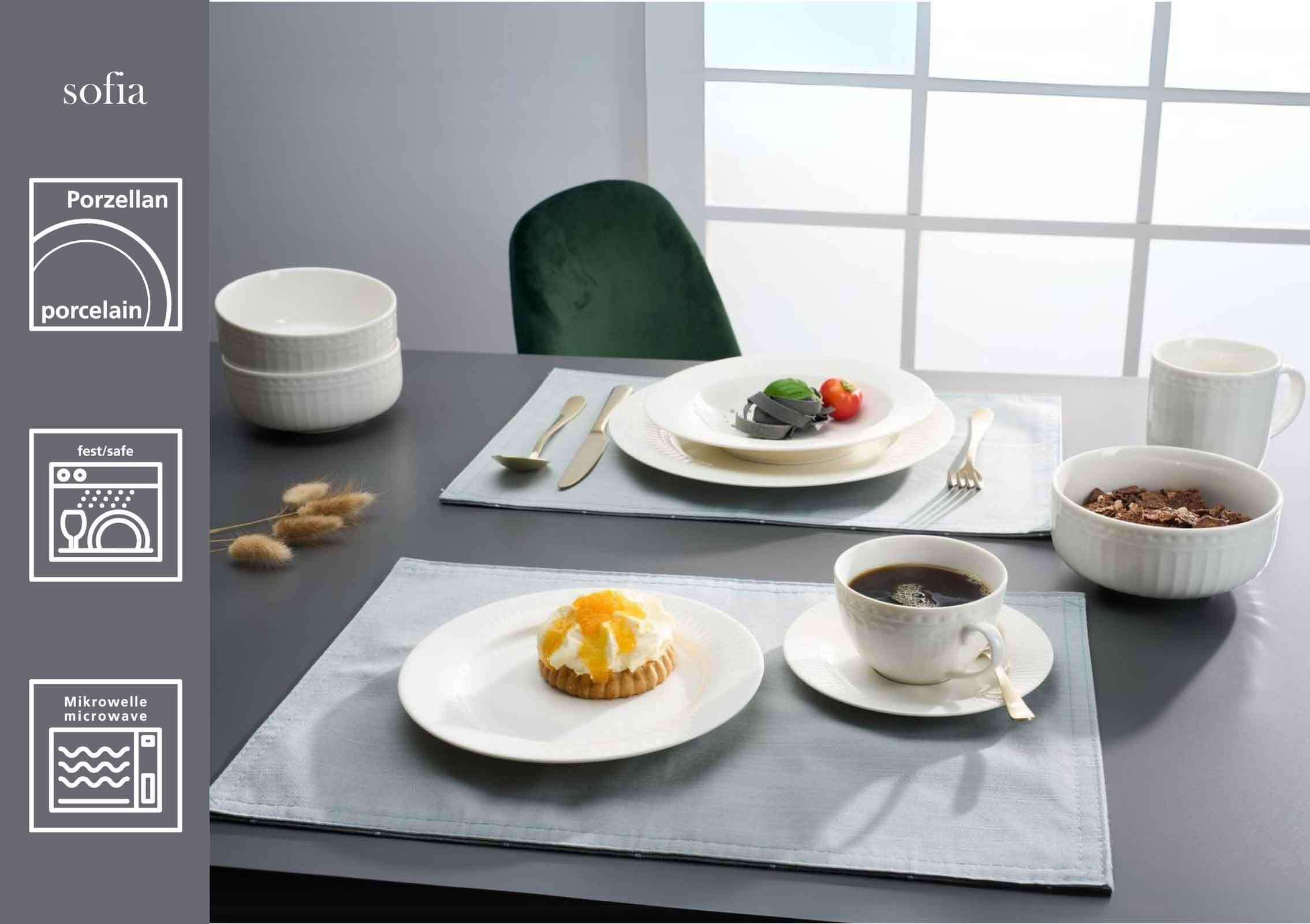 KAFFEETASSEN MIT UNTERTASSEN Sofia weiß 220 ml 6er Set - Weiß, Keramik (15.5/8/15.5cm) - Ritzenhoff Breker