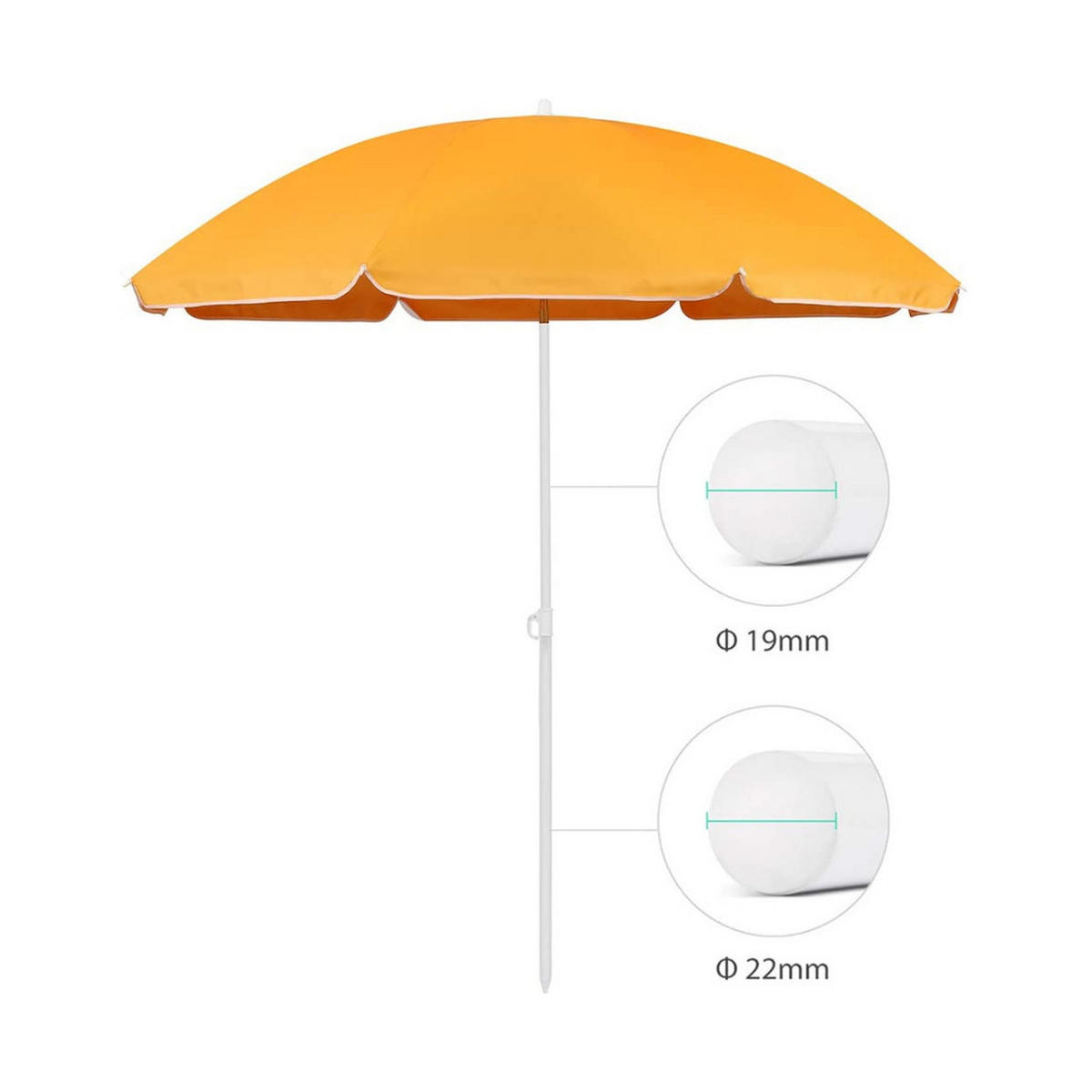 SONNENSCHIRM 200 cm Orange UV50+ Strandschirm Garten Balkon Terrasse - Orange, Textil (200/200cm) - Resch