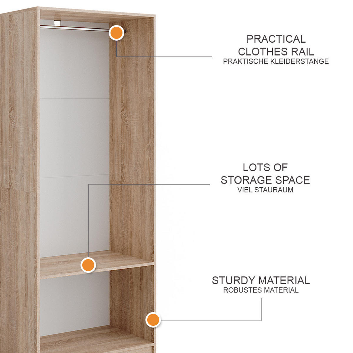 ŠATNÍ SKŘÍŇ Elmo Sonoma - Sonoma dub, kompozitní dřevo (80/200/50cm) - Vicco