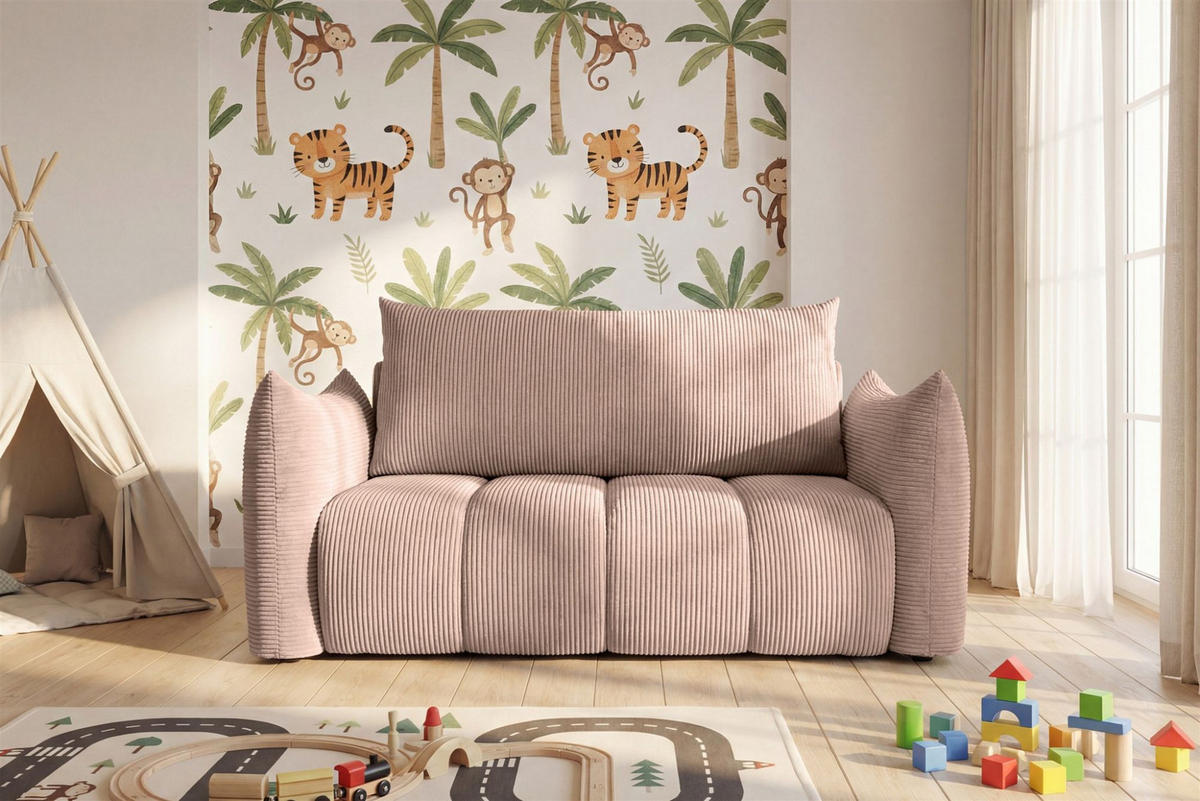 SOFA 2er-sitzer Ontario Mit Liegefunktion - Hellrosa, Holzwerkstoff/Textil (162/86/101cm) - Fun Möbel