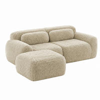 SOFA modular L-Form 2-Sitzer Plüsch Light Khaki - Braun, Kunststoff (179/204.1cm) - Meubliv