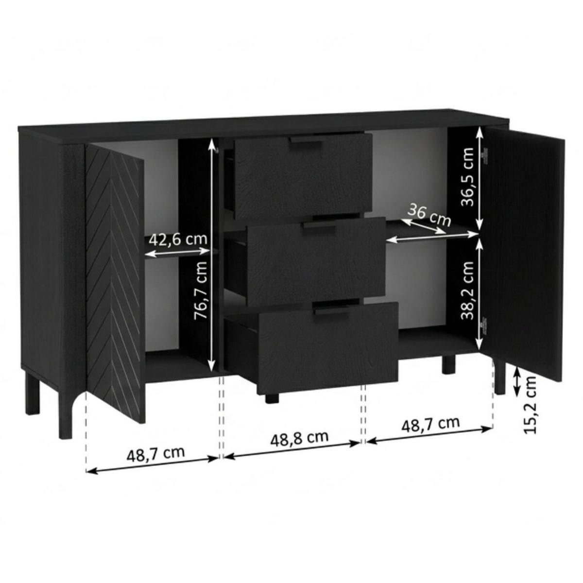 KOMMODE Malumi MM-1 153 x 95 x 40,5 cm Schwarz Paintflow - Schwarz, Holzwerkstoff/Metall (153/95/40.5cm) - Koseto