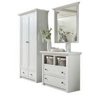 GARDEROBE Pinie weiß Set 3-teilig 220 cm, Garderobenkombination Landhaus - Schwarz/Weiß, Holzwerkstoff/Metall (220/206/45cm) - Furn.Design