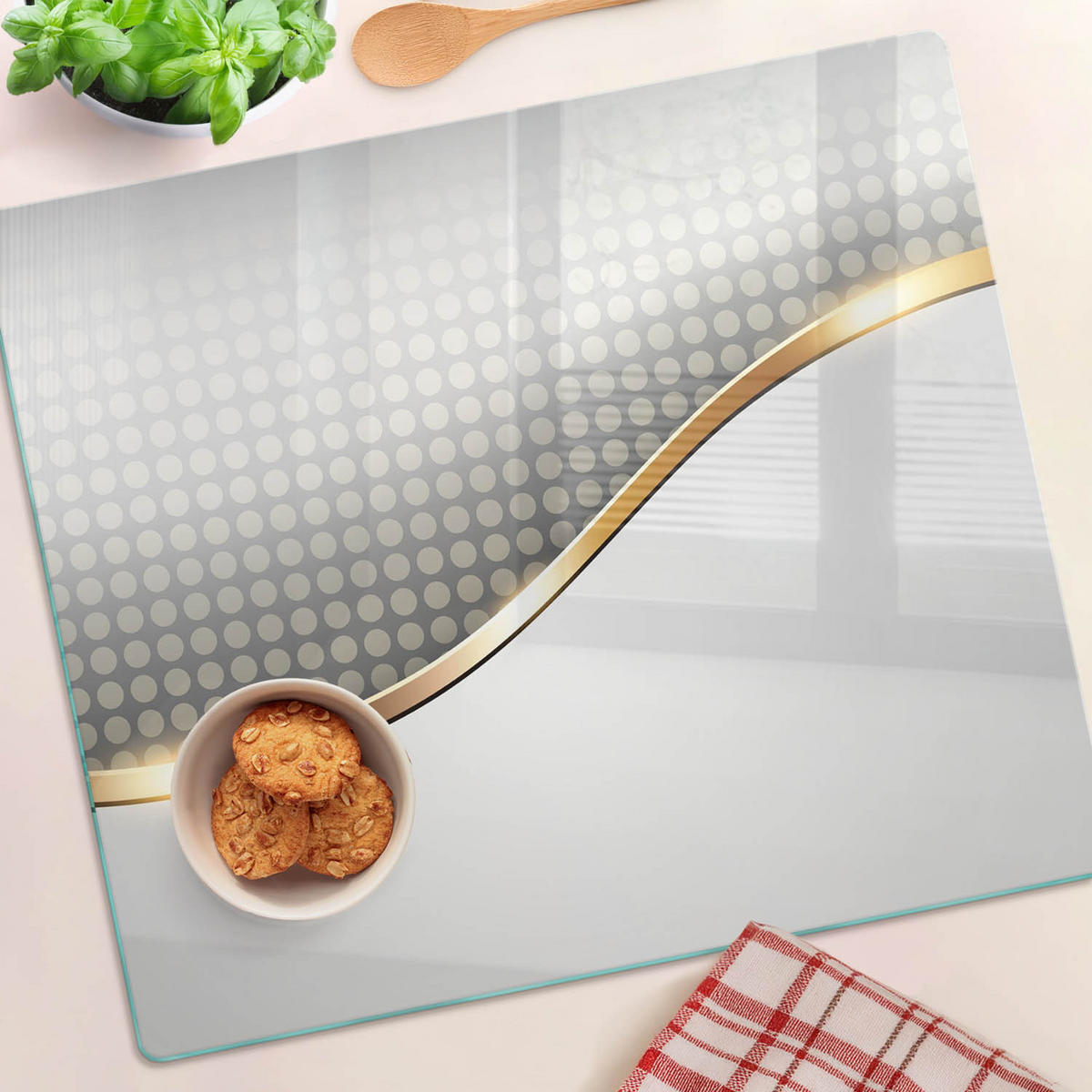 GLASPLATTE 60x52 cm Abstrakt - Goldfarben, Glas (60/0.4/52cm) - TULUP