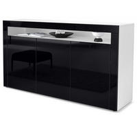 SIDEBOARD Valencia Schwarz Hochglanz / Schwarz Hochglanz - Schwarz Hochglanz, Holzwerkstoff (155/92/40cm) - Vladon