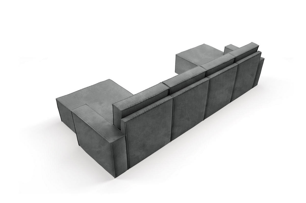 WOHNLANDSHAFT Orto Dunkelgrau - Dunkelgrau, Holzwerkstoff/Textil (320/93/142cm) - Bettso