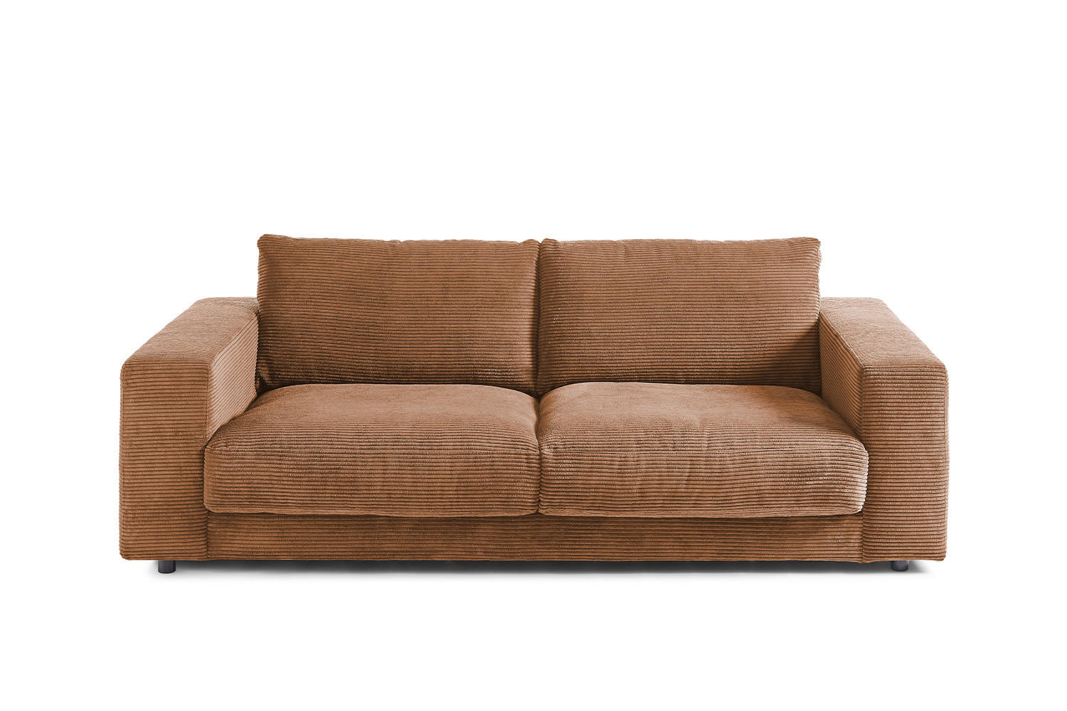 SOFA 2-SITZER MADELINE Braun Cord - Dunkelbraun/Schwarz, Kunststoff/Textil (230/85/127cm) - KAWOLA