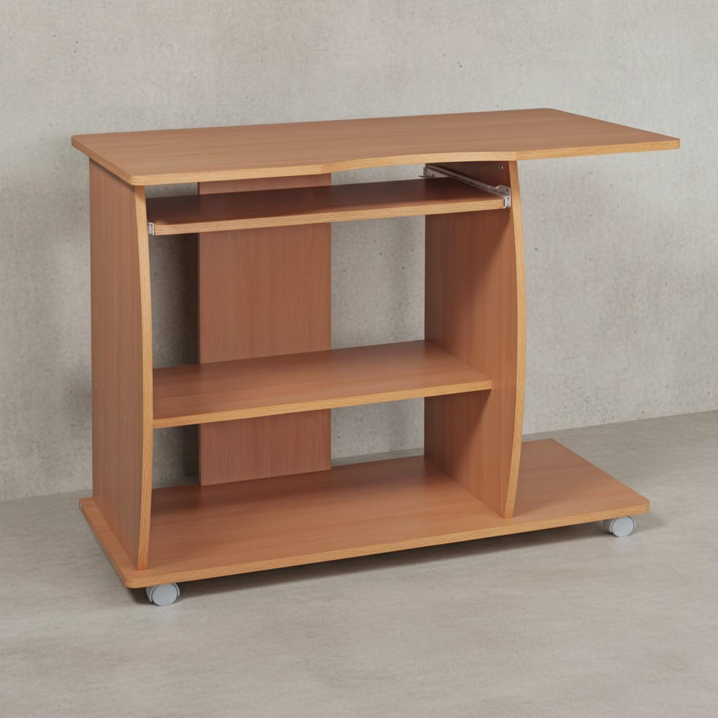 SCHREIBTISCH Computertisch Rollen 3D-Ecken, Beige 90x50x71 cm - Beige/Weiß, Holz (50/90/71cm) - KADIMA DESIGN