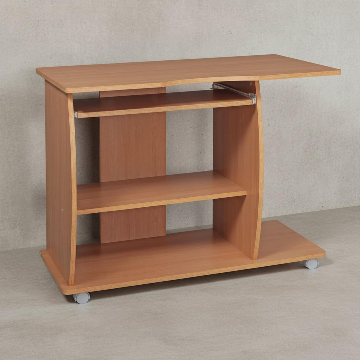 SCHREIBTISCH Computertisch Rollen 3D-Ecken, Beige 90x50x71 cm - Beige/Weiß, Holz (50/90/71cm) - KADIMA DESIGN