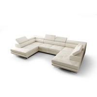 WOHNLANDSCHAFT PRAGA DESIGN U, Eckcouch in U-Form mit Schlaffunktion, Farbe: Beige, Velourstoff, Ottomane Universal - Beige, Textil (342/89/202cm) - O-Sofa