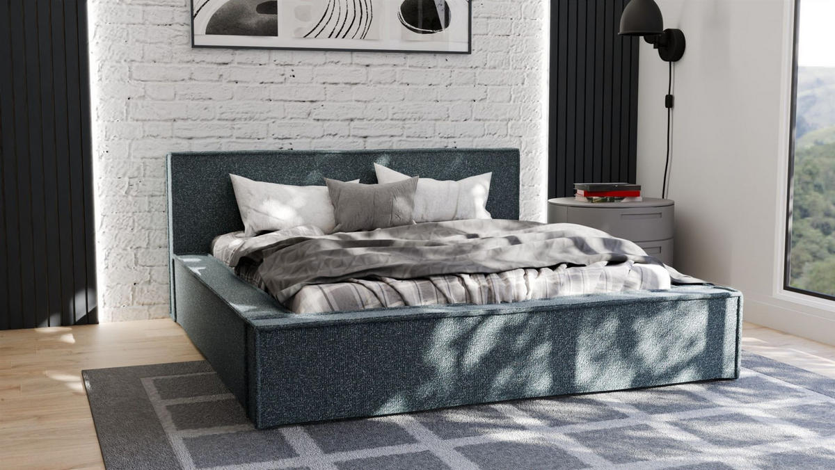 POLSTERBETT Aldana In Puente - Blau, Holzwerkstoff/Textil (120/200cm) - Fun Möbel