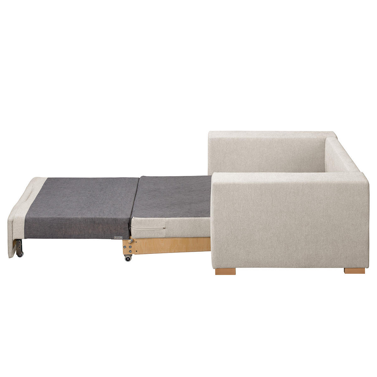 SCHLAFSESSEL - Buchefarben/Silberfarben, Buchenholz/Textil (110/90/90cm) - home24