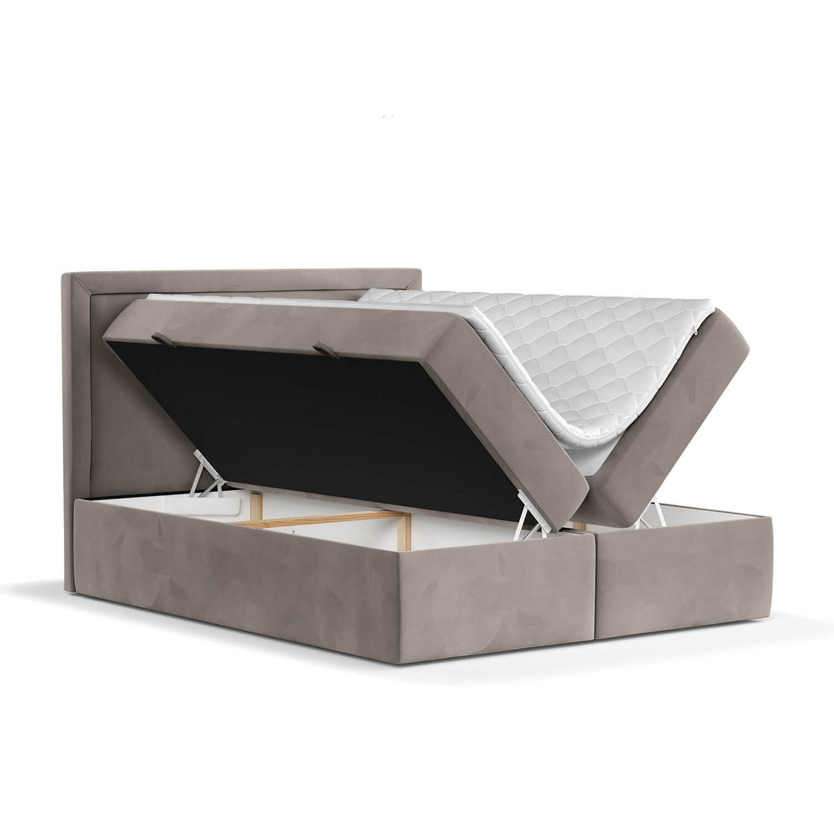 BOXBETT Jodan 120/200 cm Taupe im Magic Velvet Stoff - Taupe/Schwarz, Holz/Holzwerkstoff (120/200cm) - AltaBeds