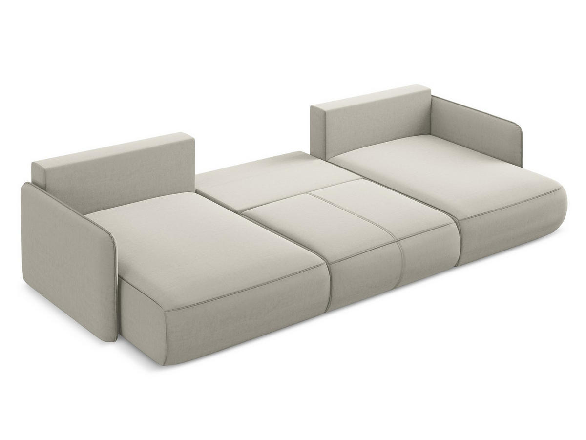 WOHNLANDSCHAFT Samt Stoff Creme - Perlmutt/Creme, Kunststoff/Textil (290/86/148cm) - Makamii