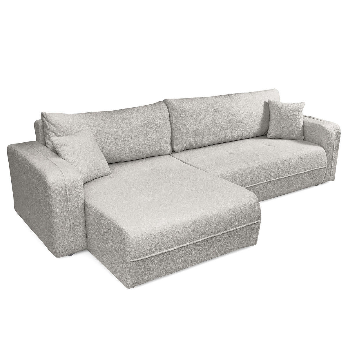 ECKSOFA mit Schlaffunktion - 272 cm - Hellgrau/Schwarz, Kunststoff/Textil (272/145cm) - home24