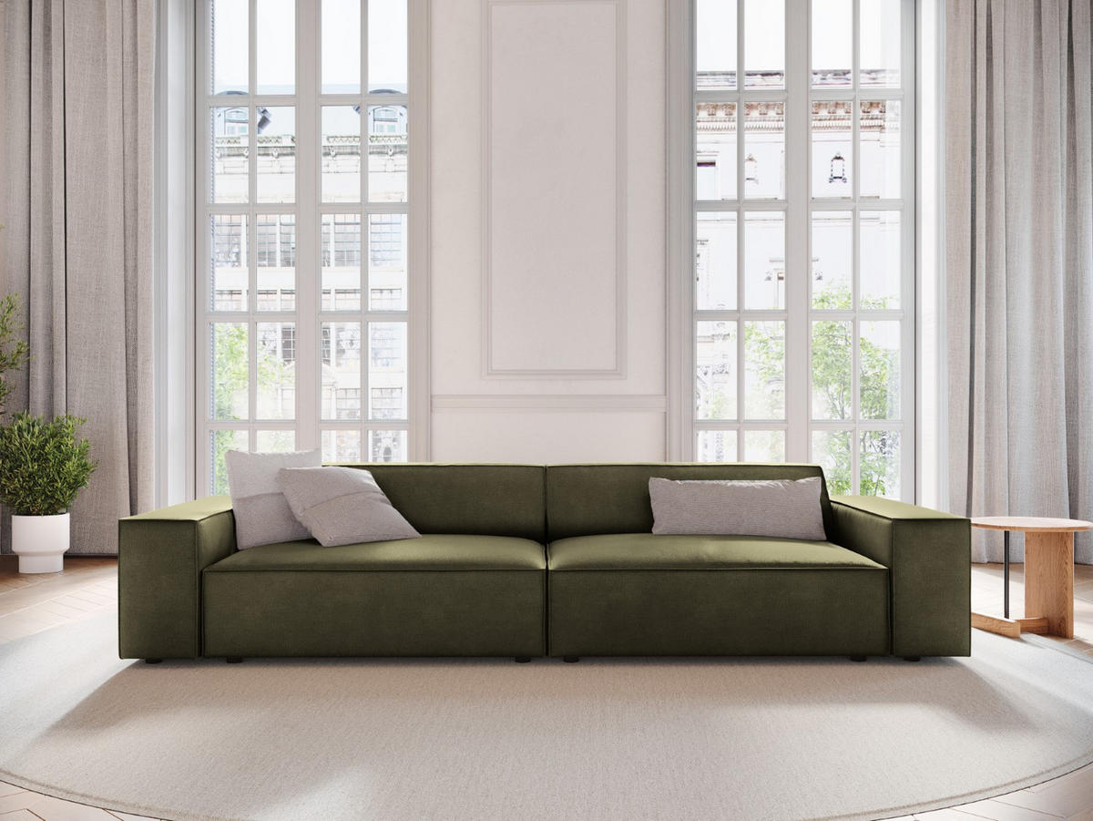 SOFA Jodie aus Samt grün 3 Sitzplätze - Grün, Textil (102/70/204cm) - Micadoni
