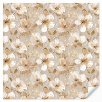 TAPETE - Blumen - künstlerisch - Gold - 240x240 cm - Beige, Papier (240/240cm) - OnlyWow