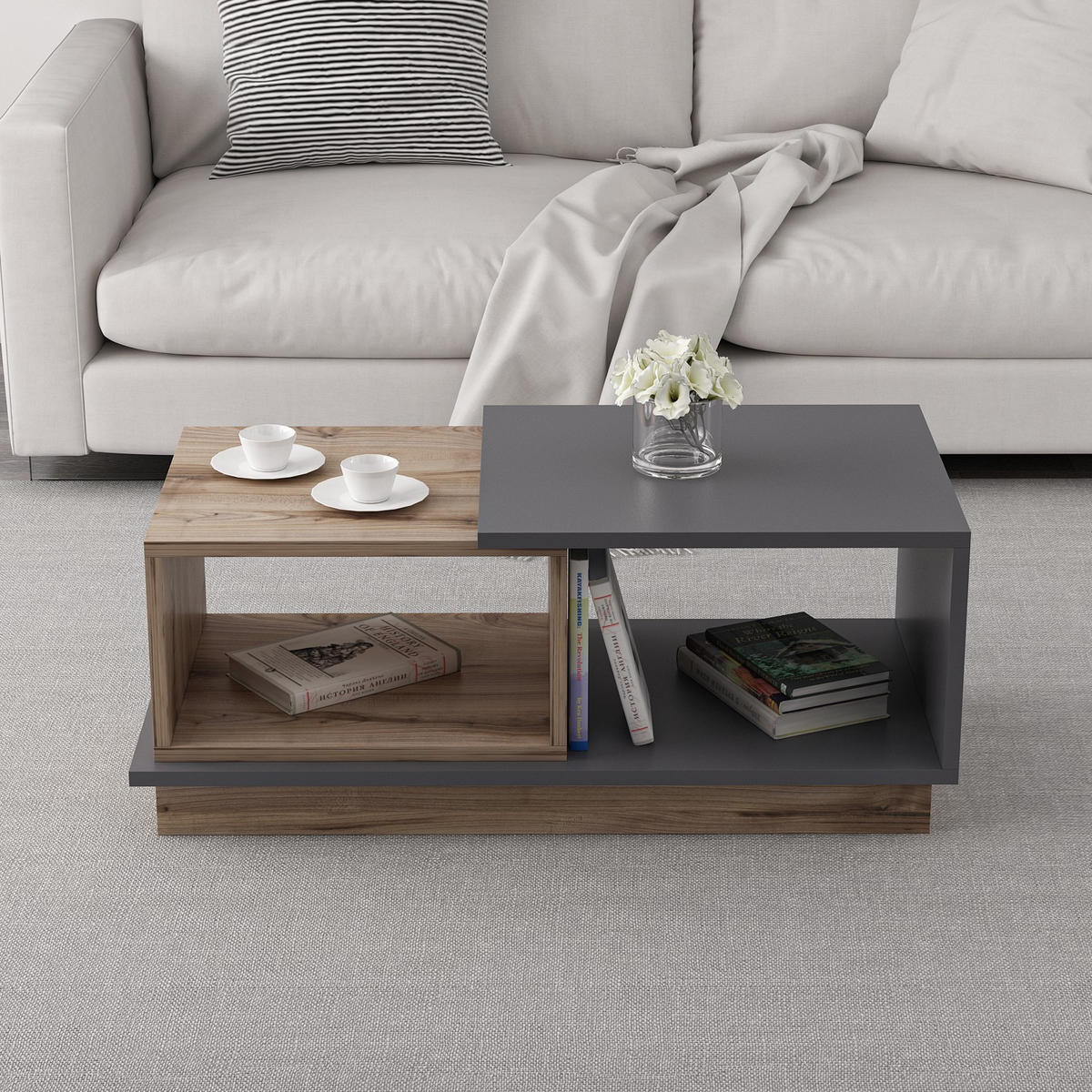 COUCHTISCH consept grau anthrazit - Grau, Holz (90/45/36cm) - Habitat Garten