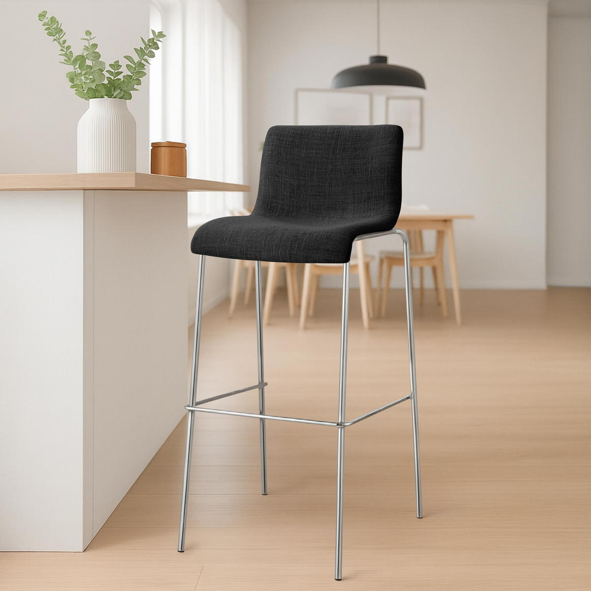 BARHOCKER Stoff Dunkelgrau - Chromfarben/Dunkelgrau, Textil/Metall (43/100/48cm) - CLP
