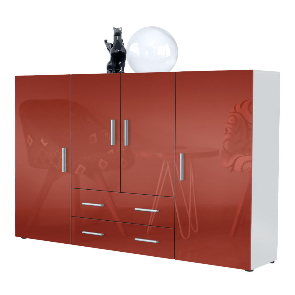 HIGHBOARD Nora Front in Bordeaux Hochglanz - Bordeaux, Holzwerkstoff (166/106/35cm) - Vladon