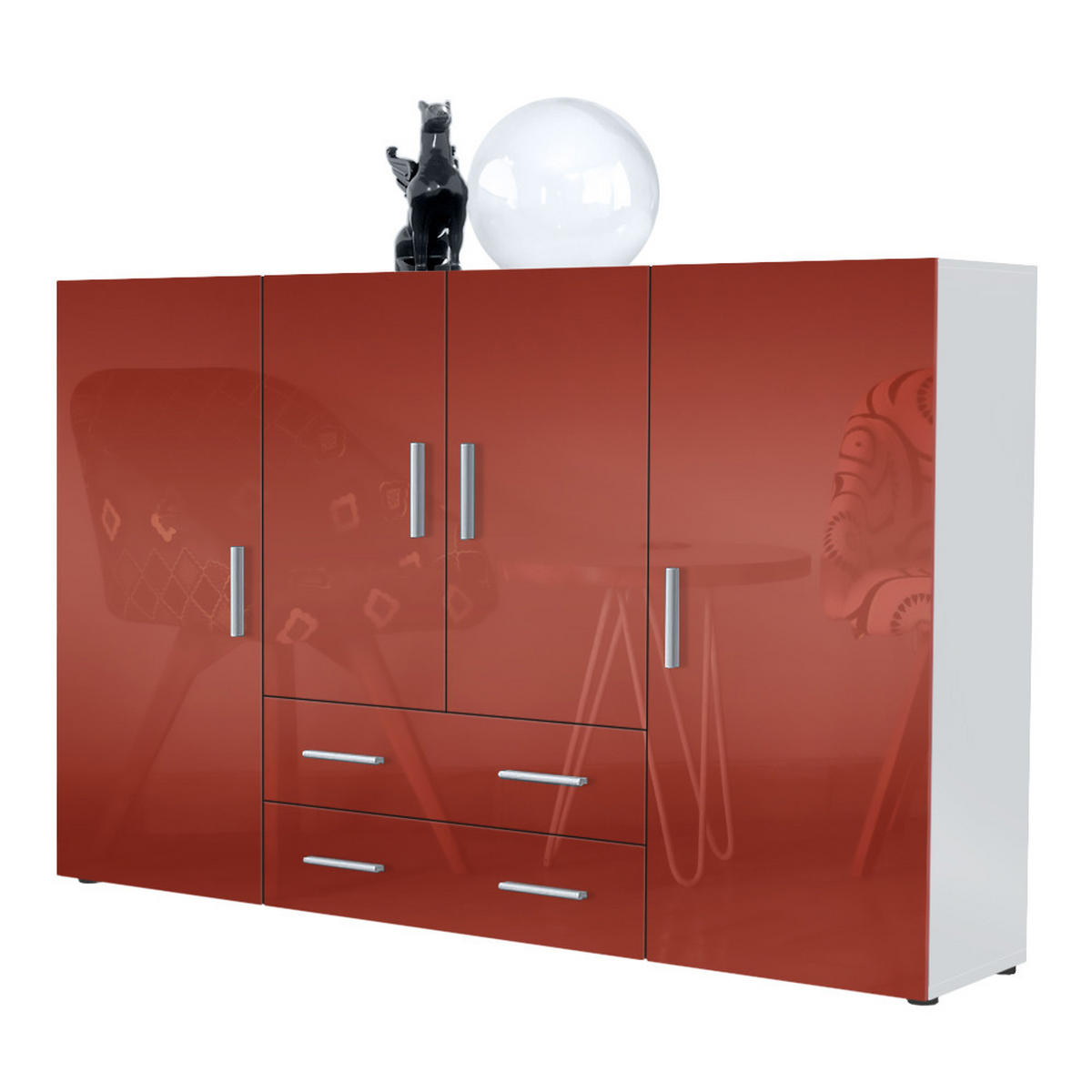 HIGHBOARD Nora Front in Bordeaux Hochglanz - Bordeaux, Holzwerkstoff (166/106/35cm) - Vladon